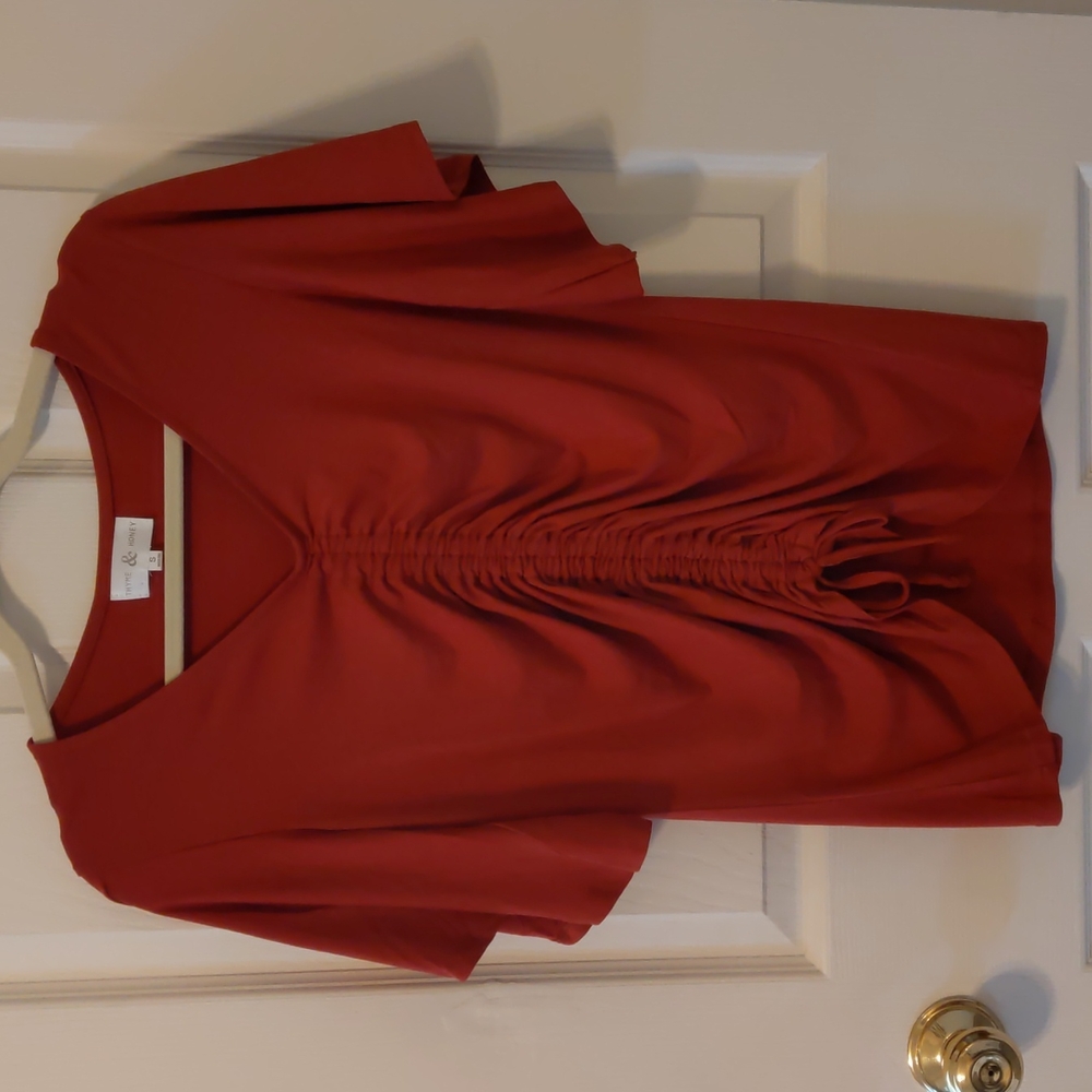 Rust Orange Shirred Front Top Size Small